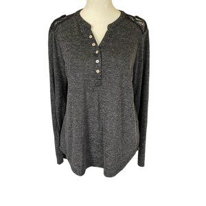 No Boundaries women's size L 11-13 soft black heather stretchy long sleeve top